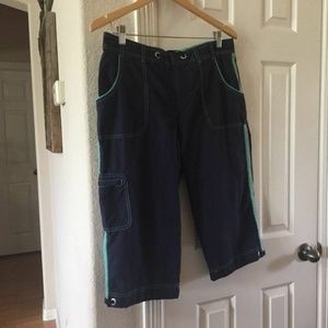 SBJ Active navy blue and green capri pants